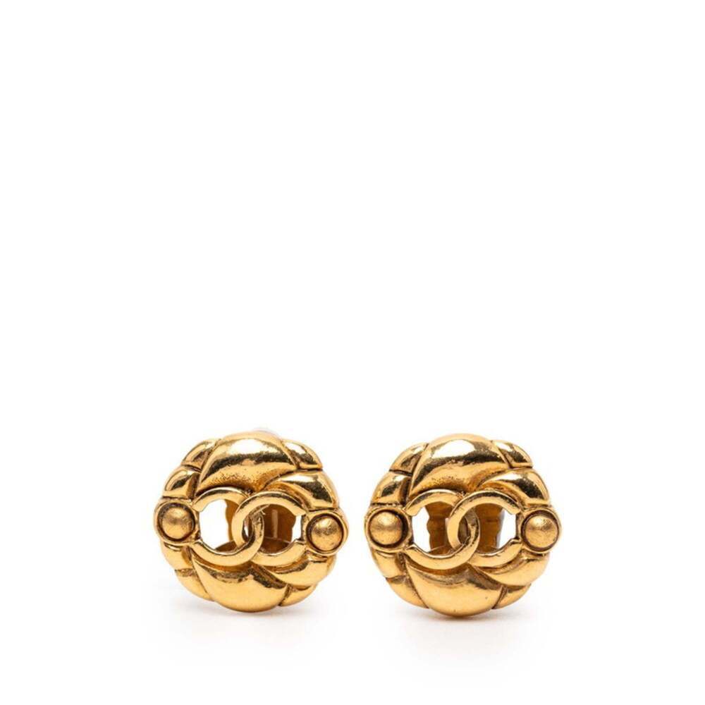 CHANEL Vintage Gold Logo Earrings